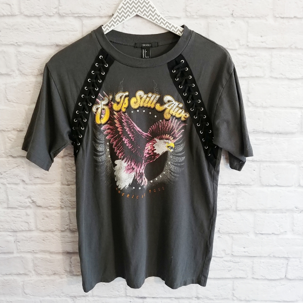 FOREVER 21 75 Is Still Alive Graphic Tee EUC